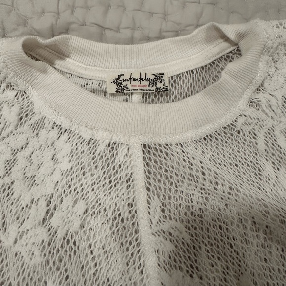 Intimately Free People ruched white lace layering top XS - Picture 2 of 3